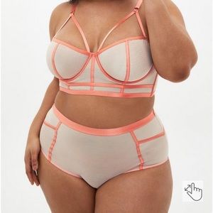 Torrid Simply Mesh Underwire Bralette and Briefs - Coral Rose